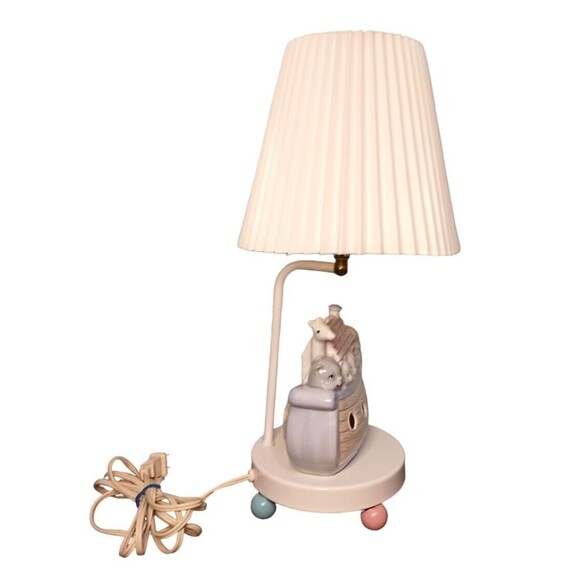 VTG Noahs Ark Baby Childrens Nursery Ceramic Lamp & Night Light 3 Way Switch EUC - Picture 5 of 9
